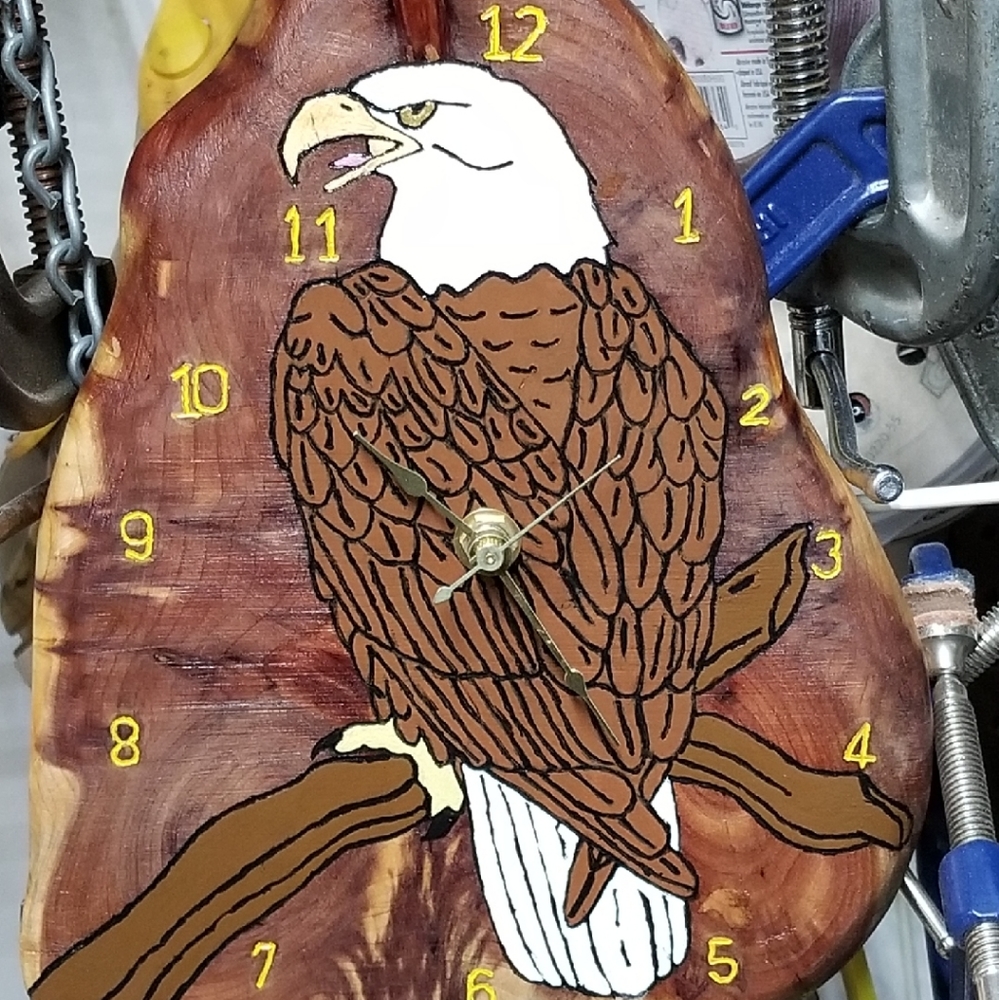 Hand Made Cedar Eagle Clock